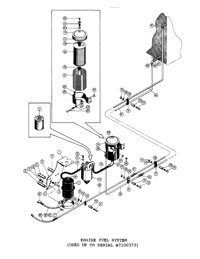 Схема запчастей Case 1000C - (052) - ENGINE FUEL SYSTEM, USED UP TO SERIAL NUMBER 7100372 (02) - FUEL SYSTEM