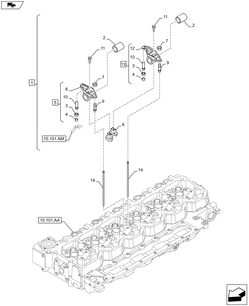 Схема запчастей Case F4HFE6138 A002 - (10.106.AO[01]) - ROCKER ARM (10) - ENGINE