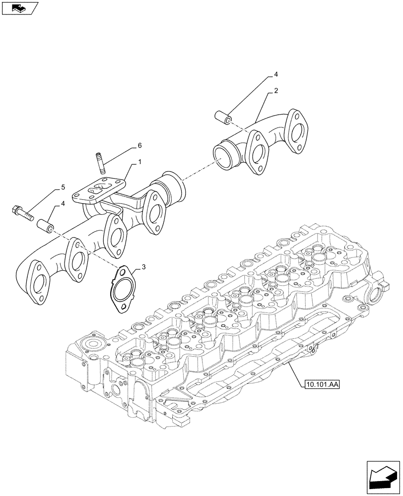 Схема запчастей Case F4HFE6138 A002 - (10.254.AC) - EXHAUST MANIFOLD (10) - ENGINE