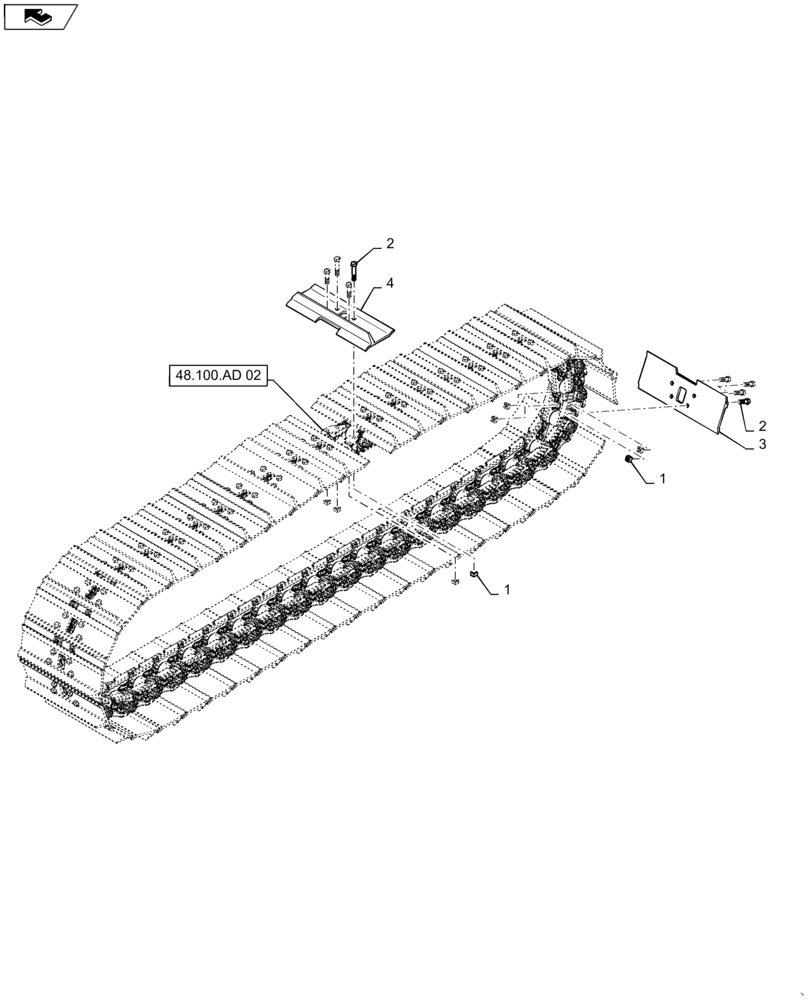 Схема запчастей Case 1650M WT/LGP - (48.100.AD[07]) - TRACK ASSEMBLY 28" CLT (48) - TRACKS & TRACK SUSPENSION