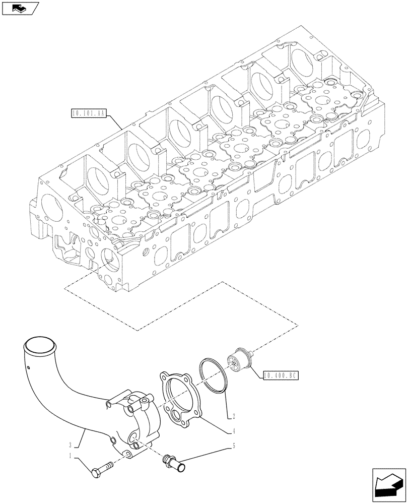 Схема запчастей Case F2CE9684U E026 - (10.400.AE[01]) - ENGINE - COOLING SYSTEM, PIPE (10) - ENGINE