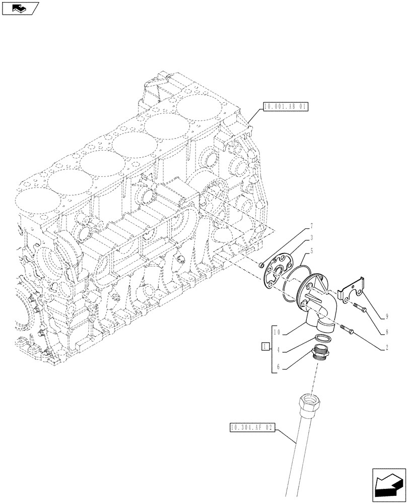 Схема запчастей Case F2CE9684U E026 - (10.304.AF[01]) - LUBRICATION LINE (10) - ENGINE