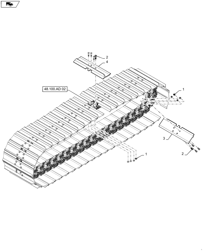 Схема запчастей Case 1650M WT/LGP - (48.100.AD[09]) - TRACK ASSEMBLY 34" CLT (48) - TRACKS & TRACK SUSPENSION