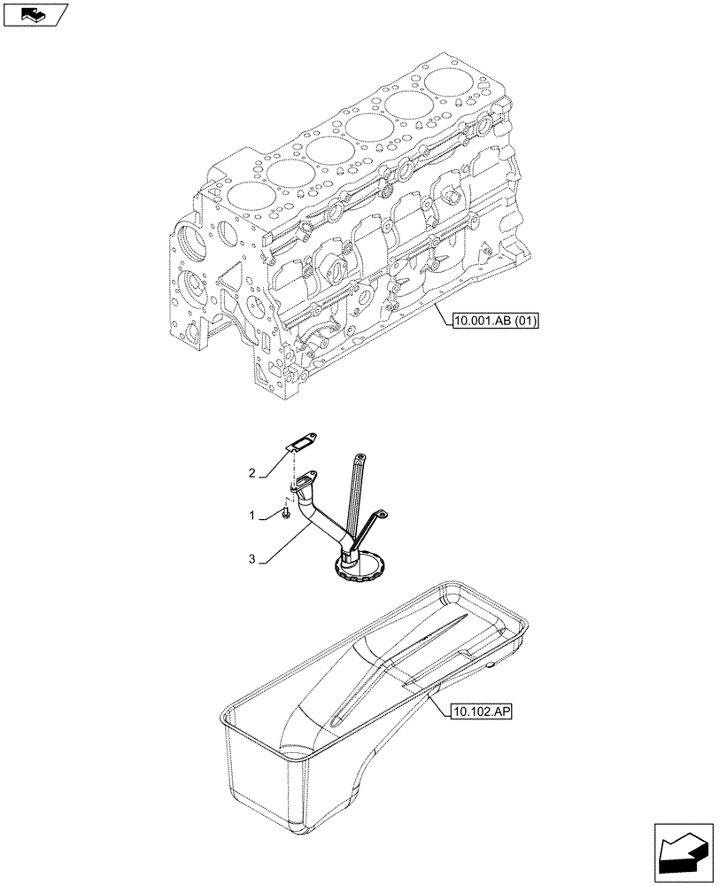 Схема запчастей Case F4HFE6138 A002 - (10.304.AL) - SUCTION PIPE, ENGINE OIL (10) - ENGINE