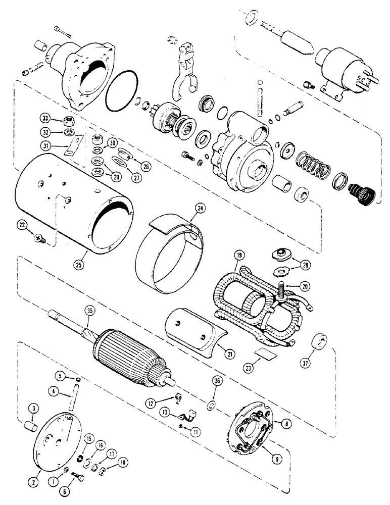 Схема запчастей Case 336B - (52) - A64907 STARTER, 336BD & 336BDT DIESEL ENGINES 