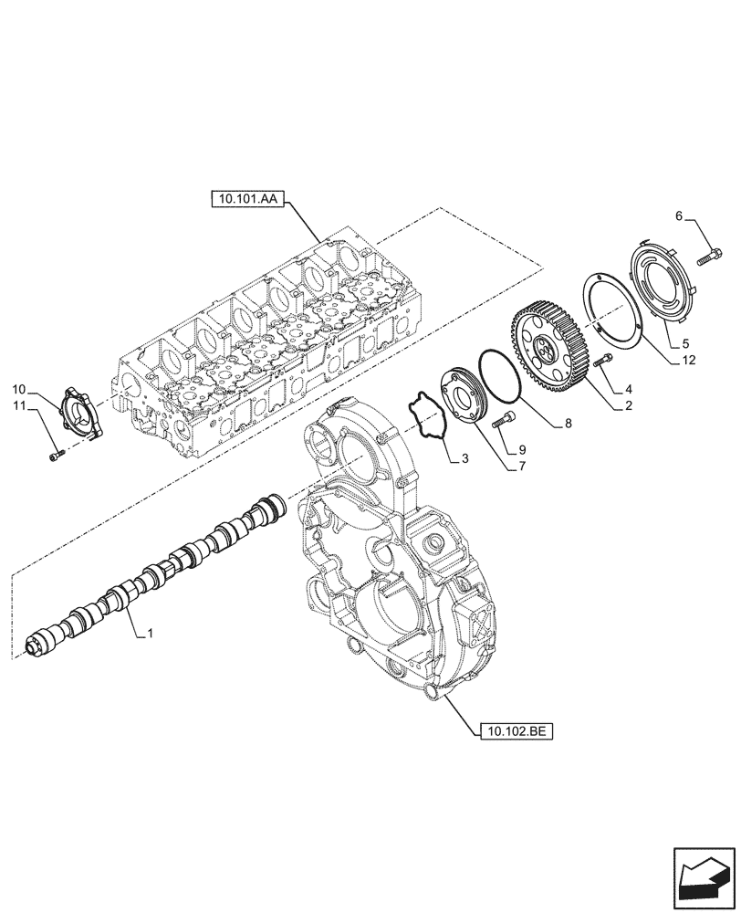 Схема запчастей Case F2CE9684U E026 - (10.106.AA) - CAMSHAFT, TIMING CONTROL (10) - ENGINE