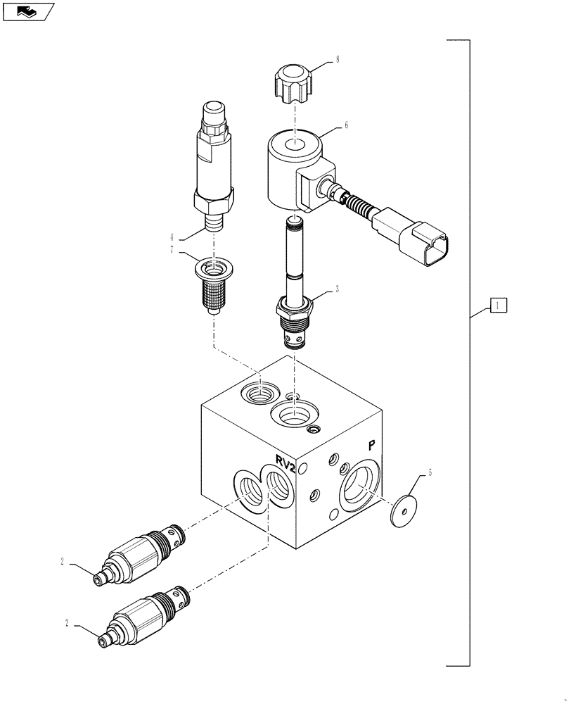 Схема запчастей Case 580SN WT - (35.726.27[03]) - VALVE - HEAVY LIFT (PILOT CONTROL) (580SN, 580SN WT, 590SN) (35) - HYDRAULIC SYSTEMS