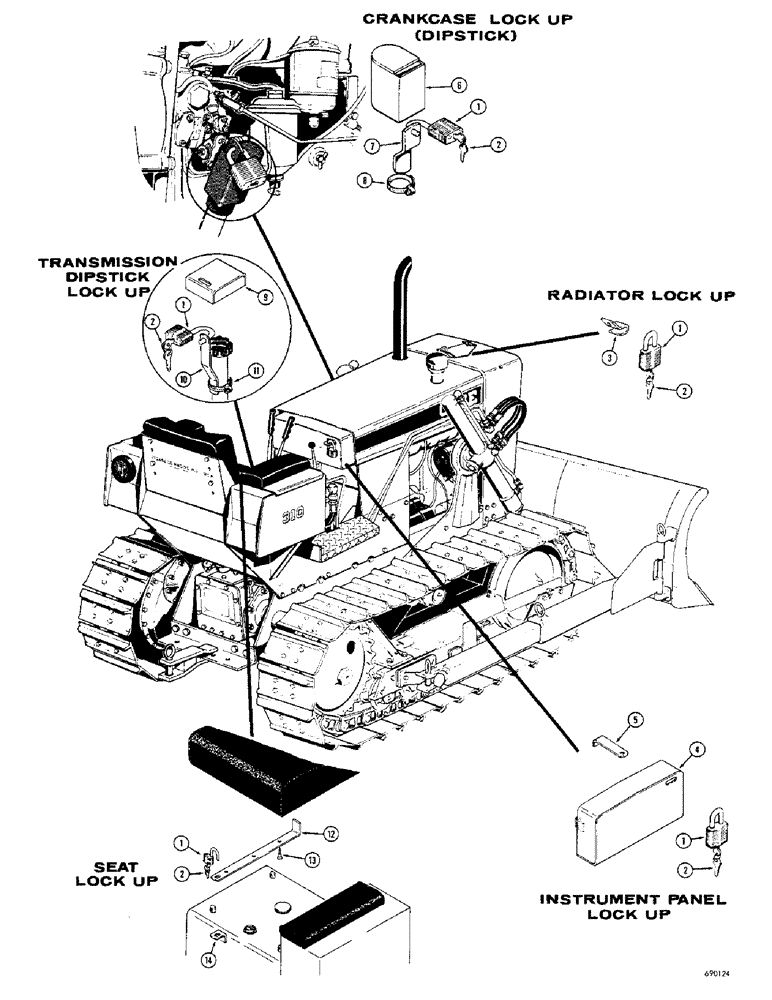 Схема запчастей Case 310G - (142) - LOCK UP PARTS (05) - UPPERSTRUCTURE CHASSIS