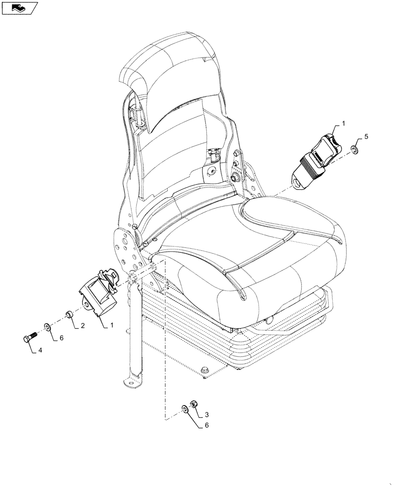 Схема запчастей Case 2050M XLT - (90.151.AD[01]) - SAFETY BELT ASSEMBLY 2 INCH (90) - PLATFORM, CAB, BODYWORK AND DECALS