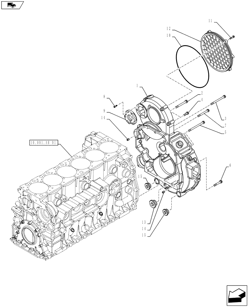 Схема запчастей Case F2CE9684U E026 - (10.102.BE) - CRANKCASE, COVERS (10) - ENGINE