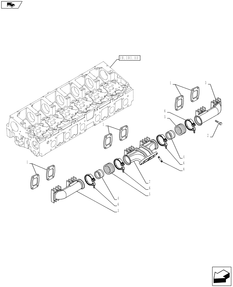 Схема запчастей Case F2CE9684U E026 - (10.254.AC ) - EXHAUST MANIFOLD (10) - ENGINE