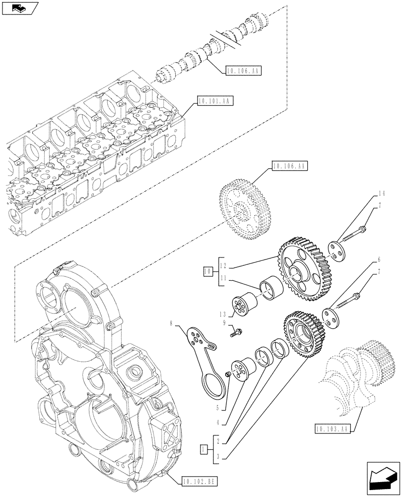 Схема запчастей Case F2CE9684U E026 - (10.106.AG) - GEAR, DRIVE (10) - ENGINE