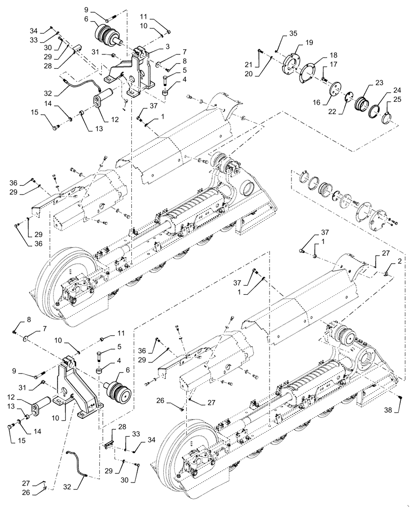 Схема запчастей Case 1150M LT - (48.130.AX[01]) - UNDERCARRIAGE (48) - TRACKS & TRACK SUSPENSION