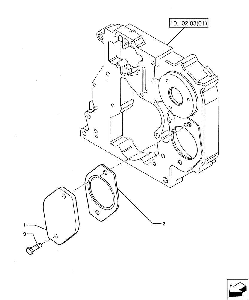 Схема запчастей Case 580SM - (10.102.06) - ACCESSORY DRIVE COVER (10) - ENGINE