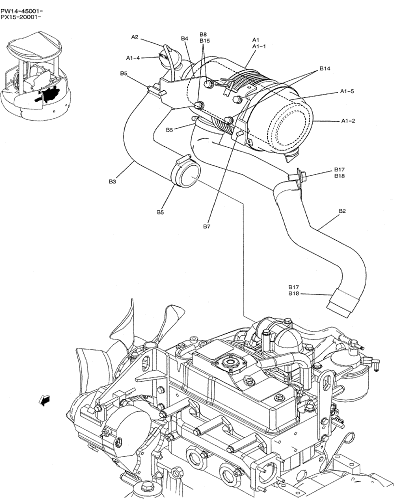 Схема запчастей Case CX31B - (01-009) - CLEANER ASSY, AIR (10) - ENGINE