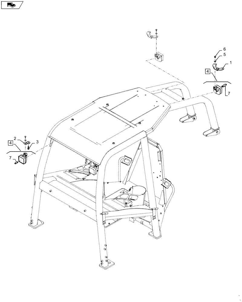 Схема запчастей Case 750M WT/LGP - (55.404.BS[04]) - LAMP, CANOPY W/ SWEEP (55) - ELECTRICAL SYSTEMS