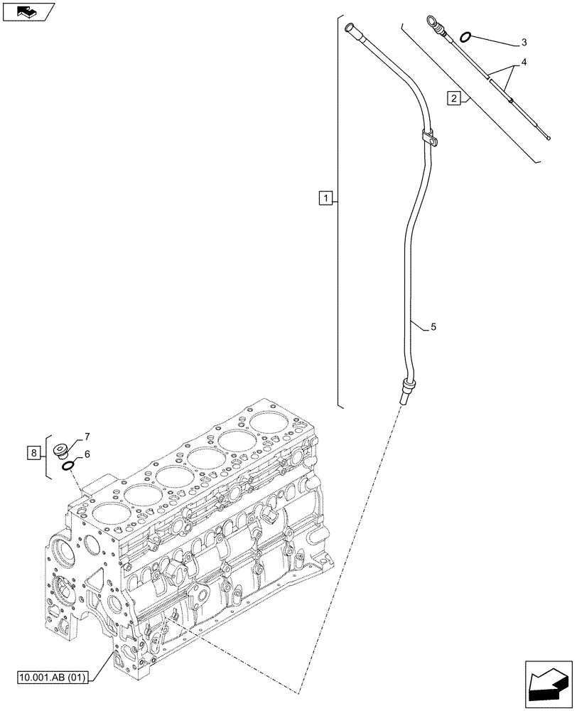 Схема запчастей Case F4HFE6138 A002 - (10.304.AS) - ENGINE OIL, DIPSTICK (10) - ENGINE