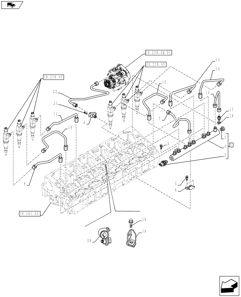 Схема запчастей Case F2CE9684U E026 - (10.218.AI) - INJECTION PIPE, FUEL SYSTEM INJECTOR (10) - ENGINE