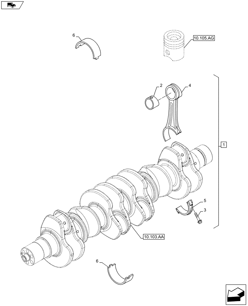 Схема запчастей Case F4HFE6138 A002 - (10.105.AB) - CONNECTING ROD (10) - ENGINE