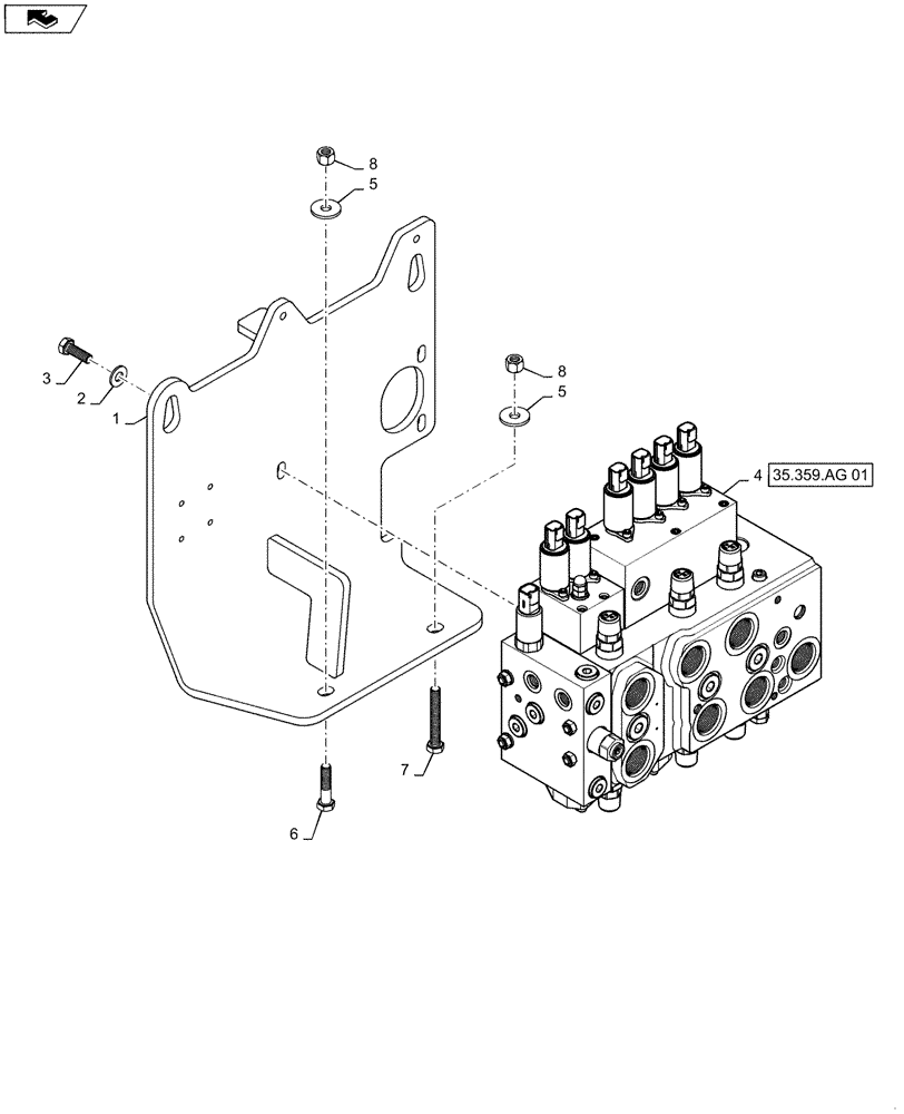 Схема запчастей Case 2050M LT - (35.102.AE[06]) - CONTROL VALVE - 3 SP (35) - HYDRAULIC SYSTEMS