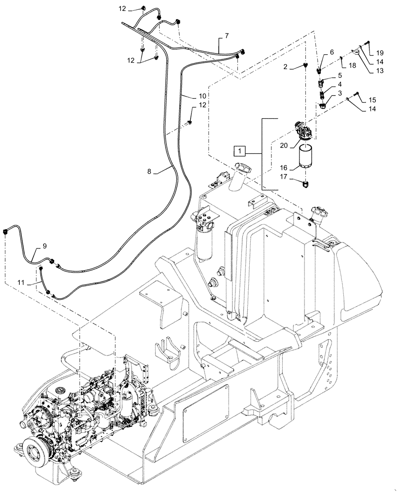 Схема запчастей Case 1150M LT - (10.210.AF[02]) - FUEL LINE & FUEL FILTER (10) - ENGINE