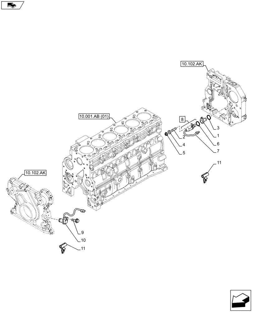 Схема запчастей Case F4HFE6138 A002 - (55.015.AC) - ENGINE, SENSOR (55) - ELECTRICAL SYSTEMS