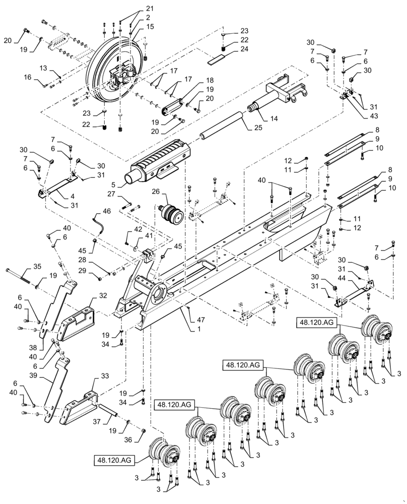 Схема запчастей Case 1150M LT - (48.130.AX[02]) - TRACK ASSY (48) - TRACKS & TRACK SUSPENSION