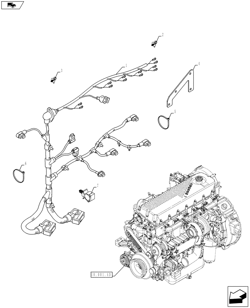 Схема запчастей Case F2CE9684U E026 - (55.010.AA) - ENGINE - CABLE (55) - ELECTRICAL SYSTEMS