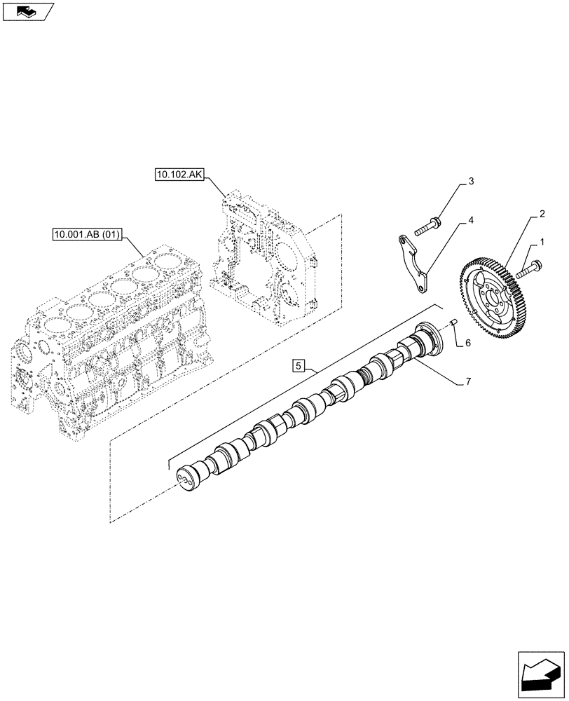 Схема запчастей Case F4HFE6138 A002 - (10.106.AA) - CAMSHAFT, TIMING CONTROL (10) - ENGINE