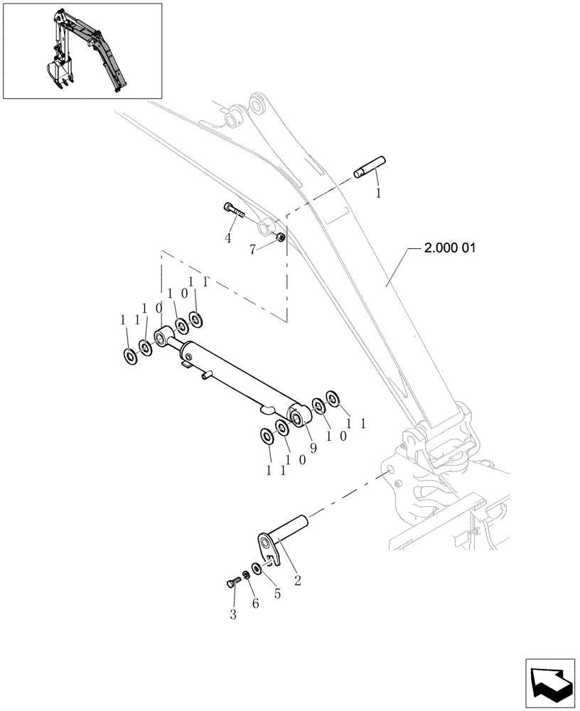 Схема запчастей Case CX22B - (2.010[01]) - BOOM CYLINDER ASSEMBLY (CAB) (84) - BOOMS, DIPPERS & BUCKETS