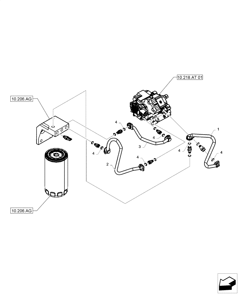 Схема запчастей Case F4HE0484D B101 - (10.210.AF[02]) - FUEL LINE (10) - ENGINE