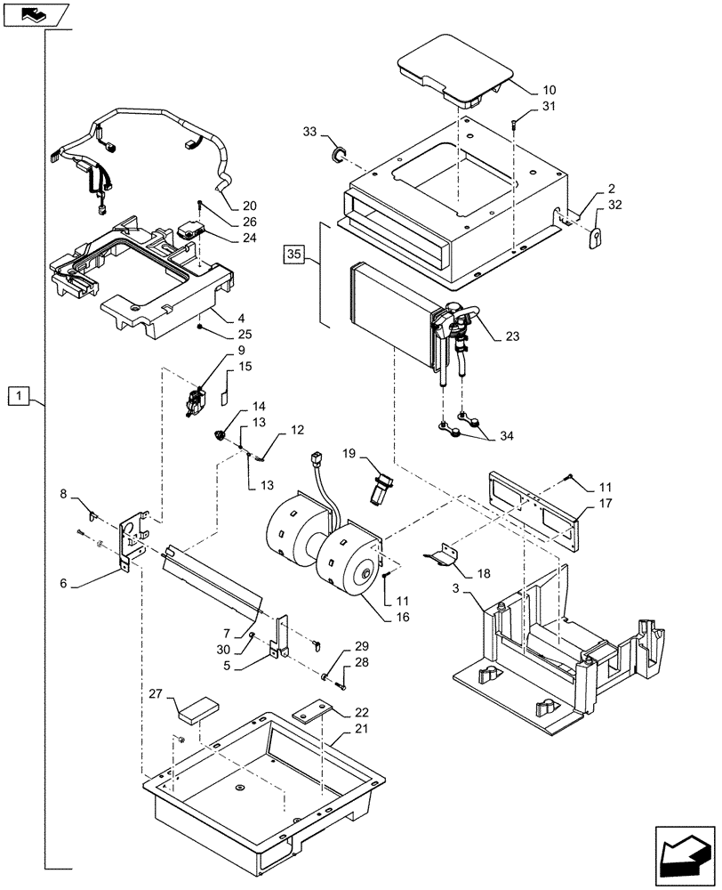 Схема запчастей Case 821F - (50.104.04) - HEATER ASSEMBLY (50) - CAB CLIMATE CONTROL