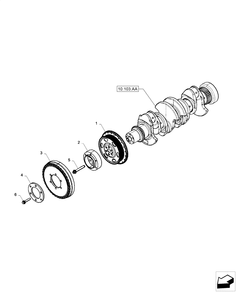 Схема запчастей Case F4HE0484D B101 - (10.103.AG[01]) - CRANKSHAFT PULLEY (10) - ENGINE