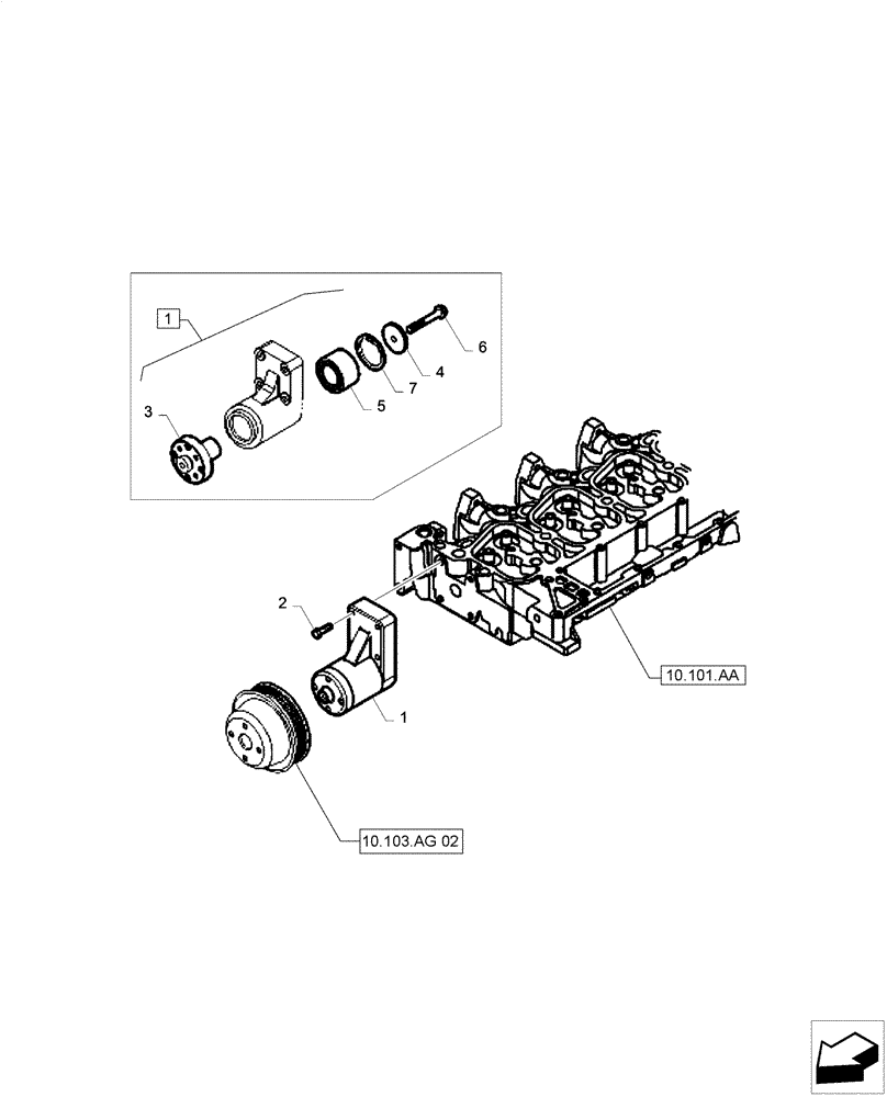 Схема запчастей Case F4HE0484D B101 - (55.301.AB) - PULLEY & BELT (55) - ELECTRICAL SYSTEMS