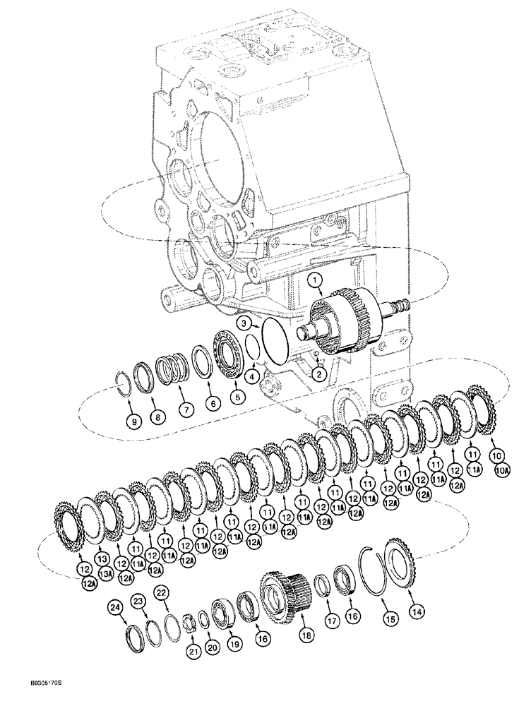 Схема запчастей Case 921 - (6-016) - TRANSMISSION ASSEMBLY L129883, FORWARD GEAR AND CLUTCH (06) - POWER TRAIN