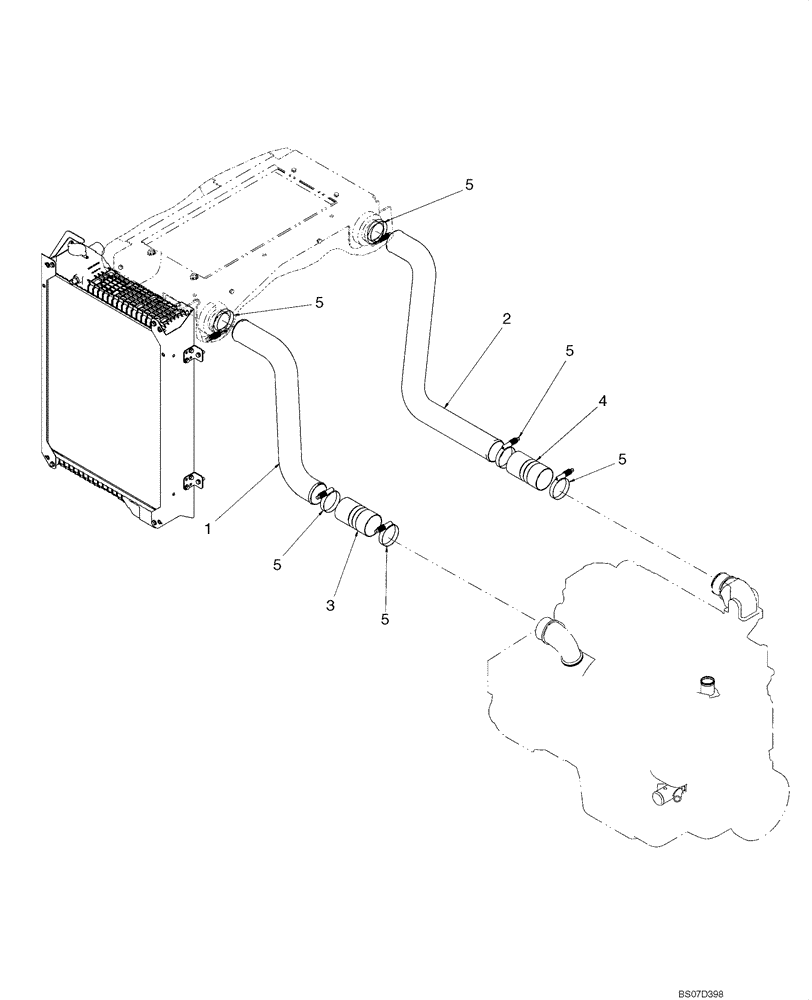 Схема запчастей Case 621E - (02-04) - COOLER, CHARGE AIR - HOSES AND TUBES (02) - ENGINE