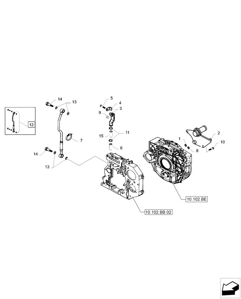 Схема запчастей Case F4HE0484D B101 - (10.102.BB[03]) - BREATHER LINE (10) - ENGINE