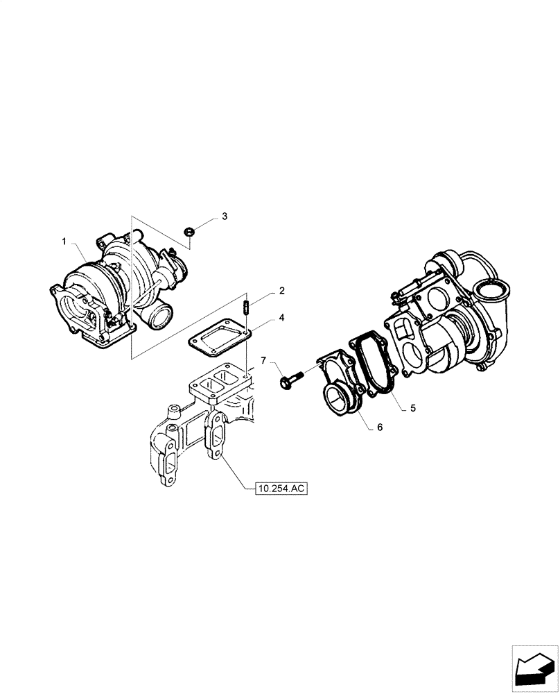 Схема запчастей Case F4HE0484D B101 - (10.250.AC) - TURBOCHARGER (10) - ENGINE