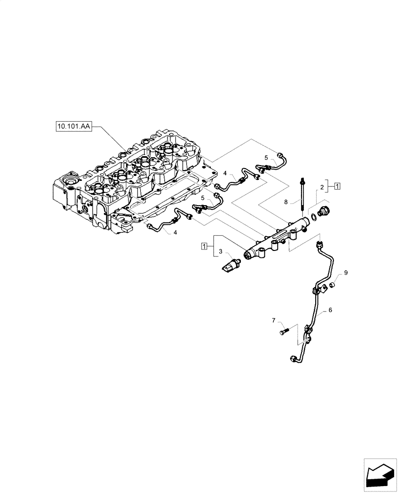 Схема запчастей Case F4HE0484D B101 - (10.218.AA) - FUEL SYSTEM INJECTOR (10) - ENGINE