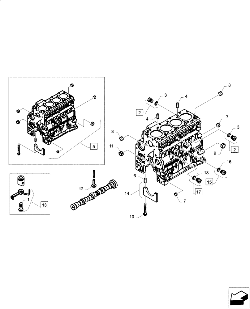 Схема запчастей Case F4HE0484D B101 - (10.001.AB[01]) - CYLINDER BLOCK & RELATED PARTS (10) - ENGINE