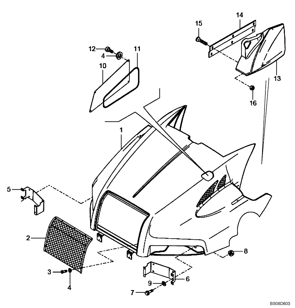 Схема запчастей Case 335B - (59A01010545[001]) - ENGINE HOOD ASSY (P.I.N. HHD0335BN8PGXXXXX AND AFTER) (87483405) (10) - Cab/Cowlings