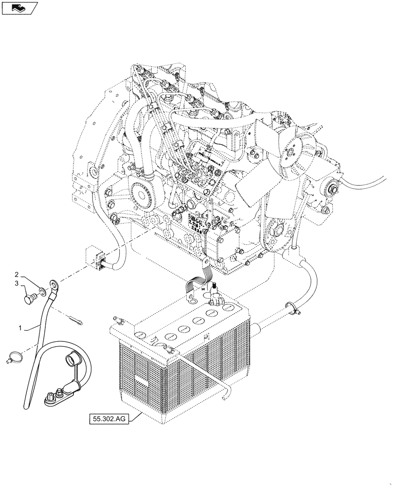 Схема запчастей Case SR175 - (55.302.AI[01]) - NO BATTERY DISCONNECT (55) - ELECTRICAL SYSTEMS