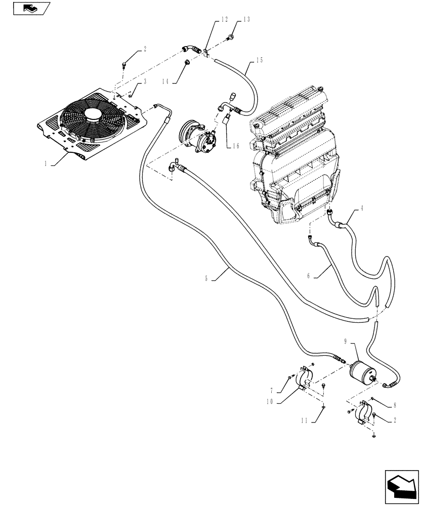 Схема запчастей Case SR175 - (50.200.BY) - AIR CONDITIONING BASIC PLUMBING (SR175, SV185) (50) - CAB CLIMATE CONTROL