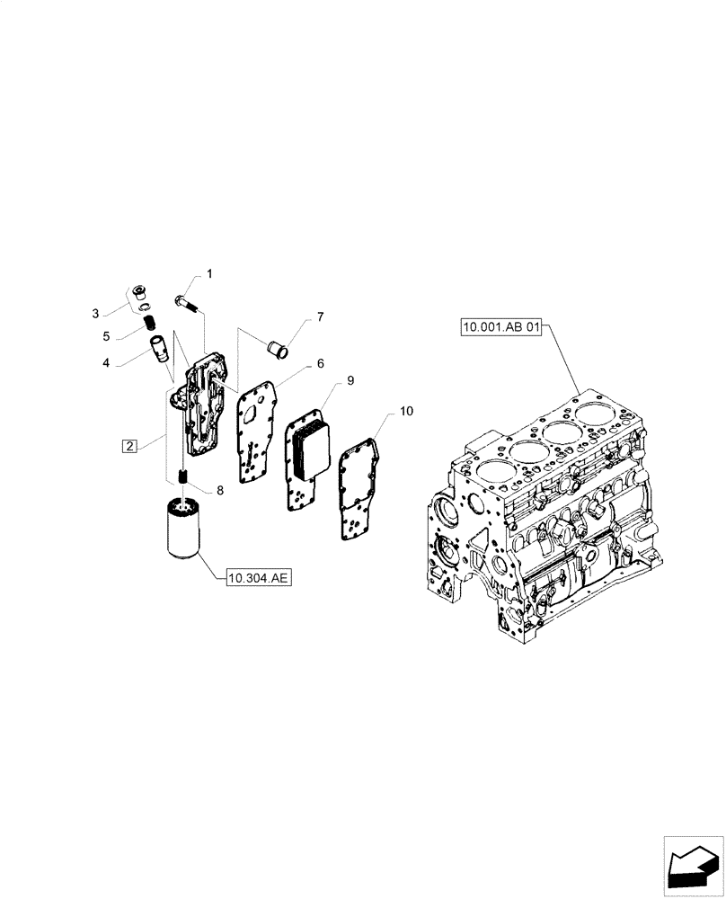 Схема запчастей Case F4HE0484D B101 - (10.408.AO) - OIL COOLER (10) - ENGINE