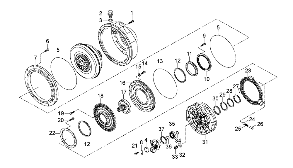 Схема запчастей Case 330B - (18A01020586[001]) - RETARDER, GEARBOX (87579542) (03) - Converter / Transmission