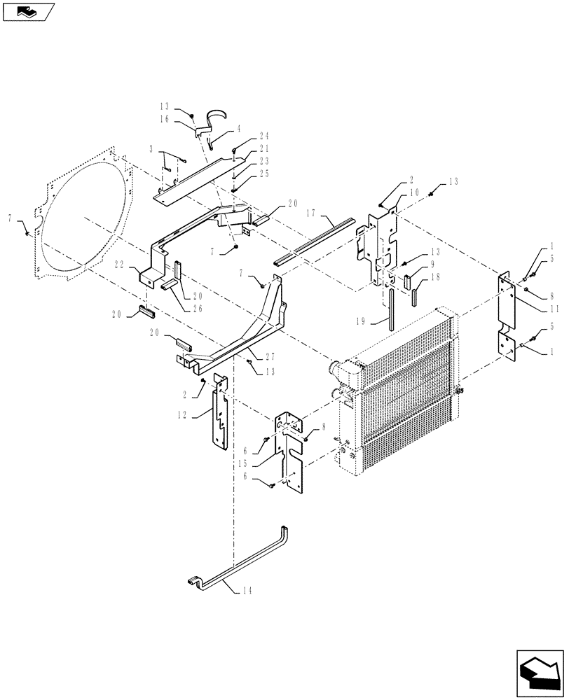 Схема запчастей Case SR250 - (10.400.02[02]) - FAN SHROUD, COOLING PACKAGE (10) - ENGINE