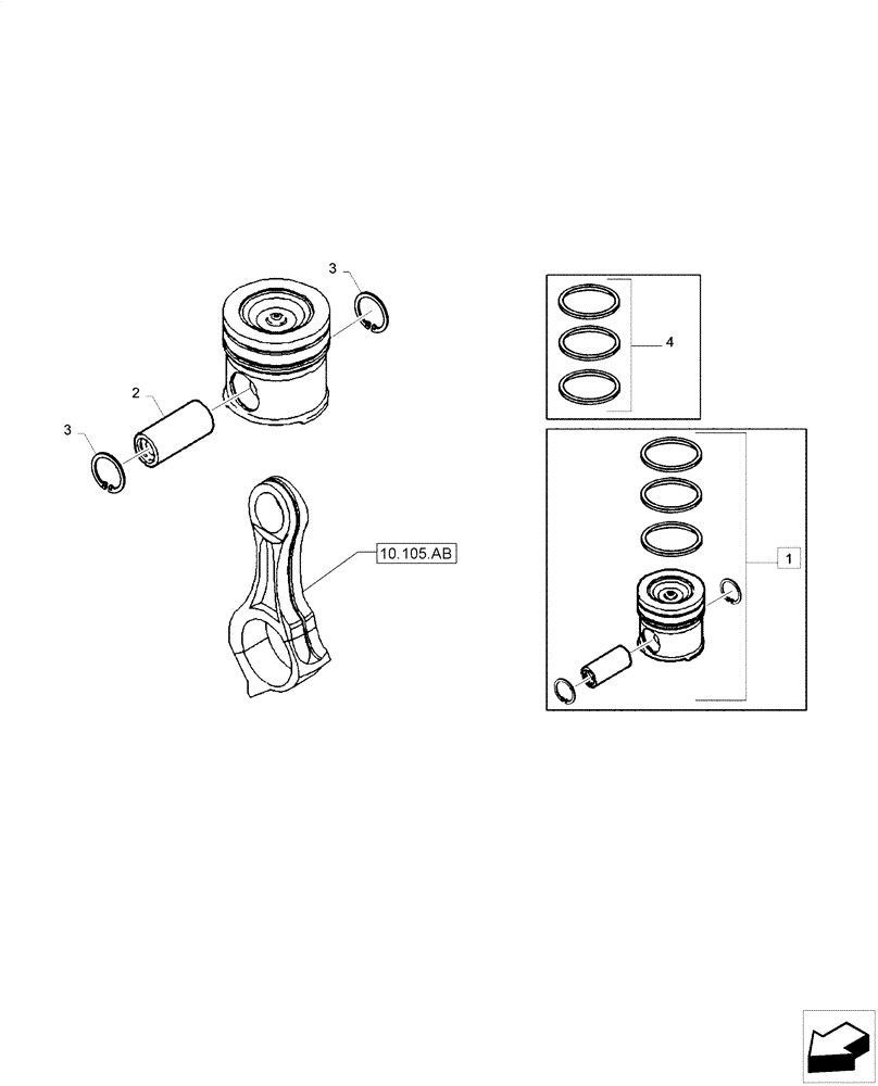 Схема запчастей Case F4HE0484D B101 - (10.105.AG) - PISTON & CONNECTING ROD (10) - ENGINE