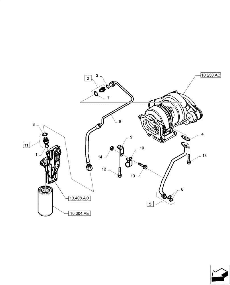 Схема запчастей Case F4HE0484D B101 - (10.250.AD) - OIL LINE (10) - ENGINE