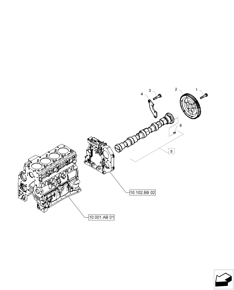 Схема запчастей Case F4HE0484D B101 - (10.106.AA) - CAMSHAFT (10) - ENGINE