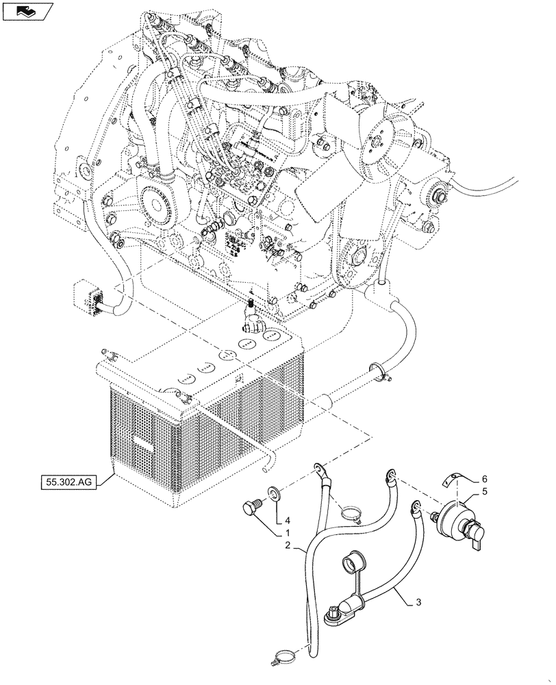 Схема запчастей Case SR175 - (55.302.AI[02]) - BATTERY DISCONNECT (55) - ELECTRICAL SYSTEMS